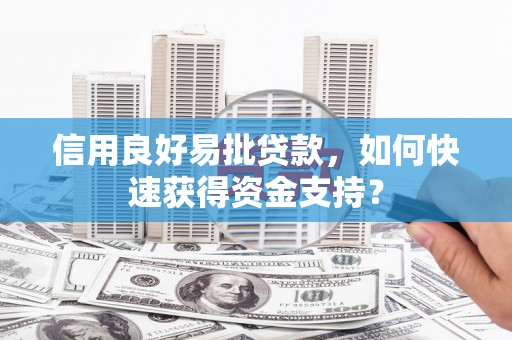 鱼峰信用良好易批贷款，如何快速获得资金支持？