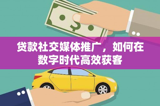 鱼峰贷款社交媒体推广，如何在数字时代高效获客