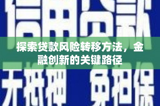 鱼峰探索贷款风险转移方法，金融创新的关键路径