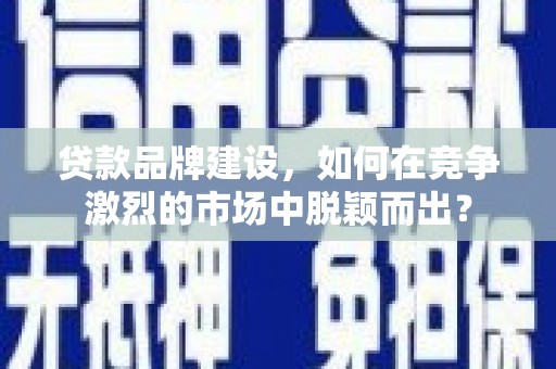 鱼峰贷款品牌建设，如何在竞争激烈的市场中脱颖而出？