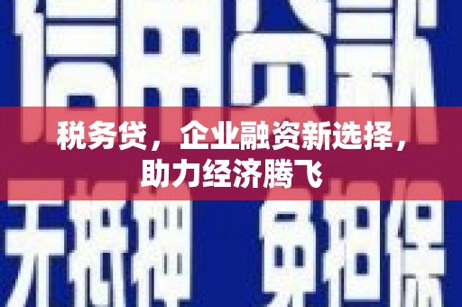 鱼峰税务贷，企业融资新选择，助力经济腾飞