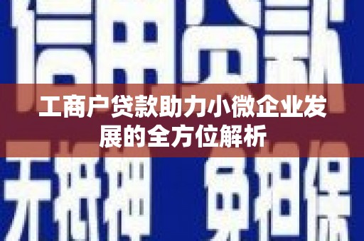 鱼峰工商户贷款助力小微企业发展的全方位解析