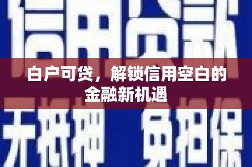 鱼峰白户可贷，解锁信用空白的金融新机遇