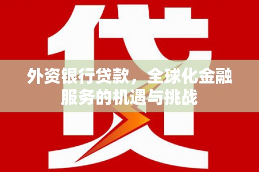 鱼峰外资银行贷款，全球化金融服务的机遇与挑战