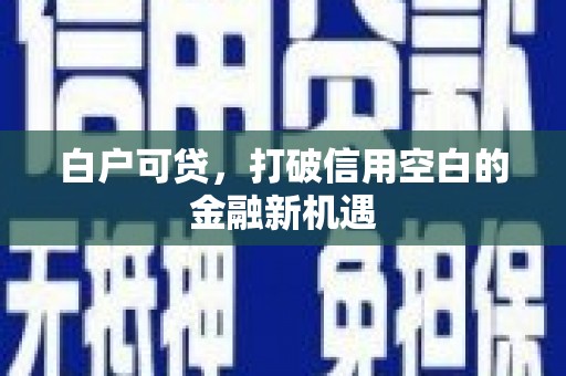 鱼峰白户可贷，打破信用空白的金融新机遇