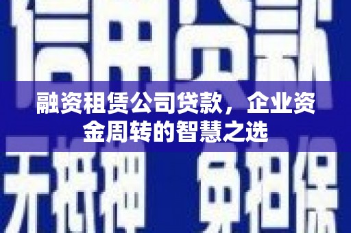 鱼峰融资租赁公司贷款，企业资金周转的智慧之选